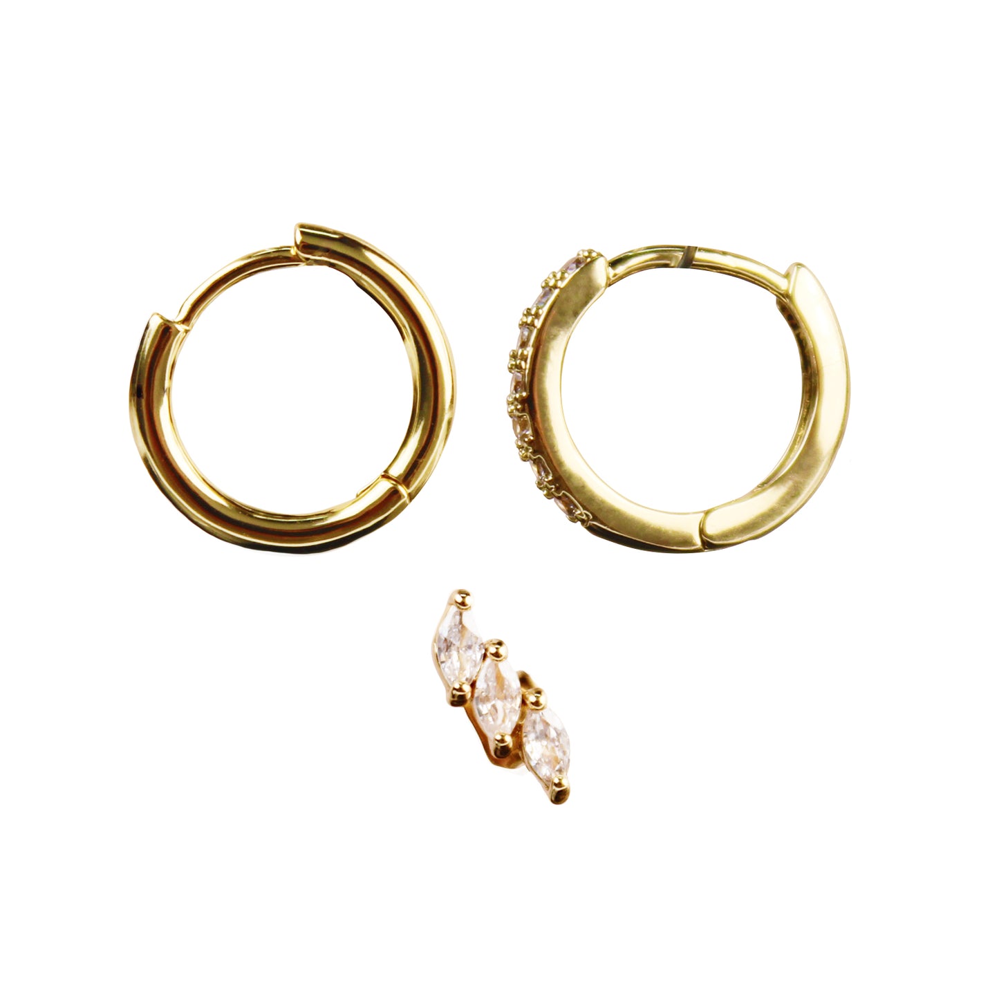 3-Piece Wheat Ear Design Earrings Set 14K Gold Plated with 925 Silver Posts – Elegant Ear Jewelry for Young Women, Ideal for Parties, Balls, Birthdays and Gift Box