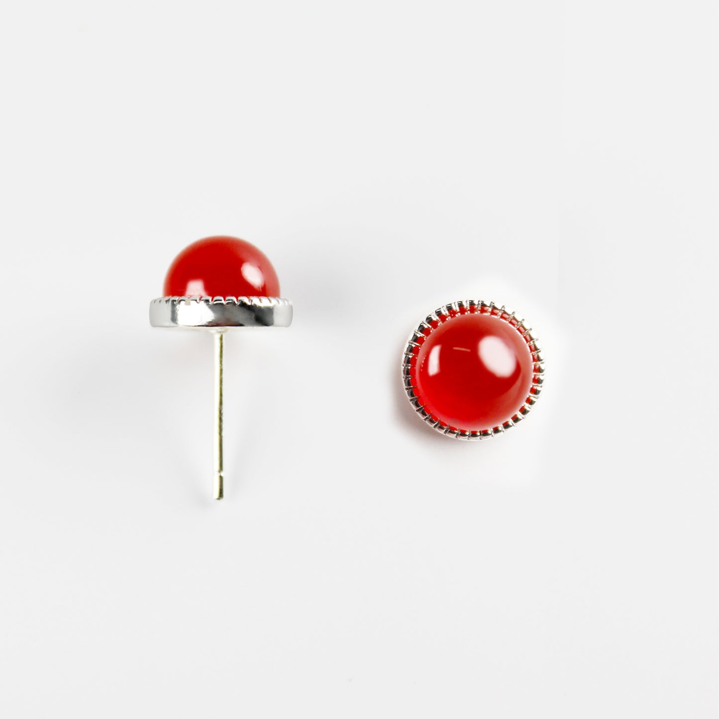 14K Gold-Plated Red Agate Stud Earrings in Sunset-Inspired Design with 925 Silver Posts – Elegant Gift-Ready Jewelry for Young Women, Perfect for Parties, Balls, Birthdays and Daily Styling