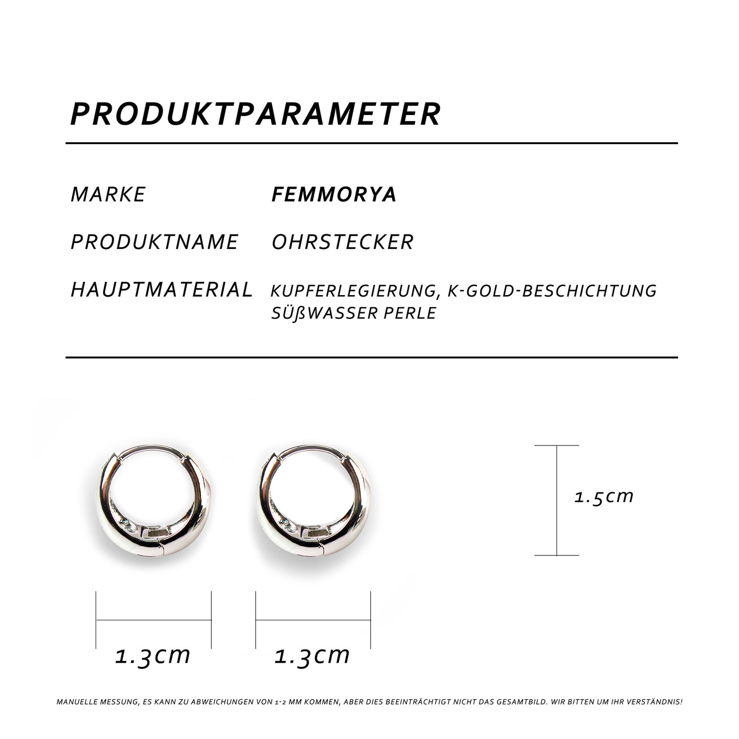 French Style Ear Clips in Stainless Steel with 925 Silver Posts – Elegant Earrings for Young Women, Ideal for Parties, Balls, Birthdays and Gift Giving in Gift Box