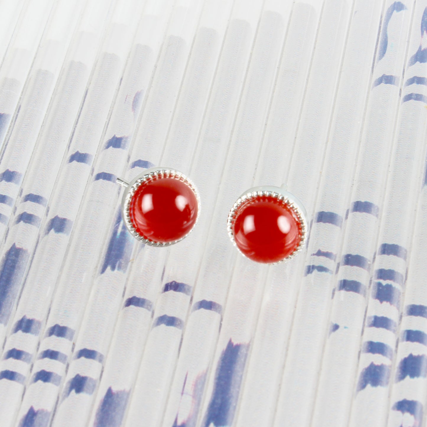 14K Gold-Plated Red Agate Stud Earrings in Sunset-Inspired Design with 925 Silver Posts – Elegant Gift-Ready Jewelry for Young Women, Perfect for Parties, Balls, Birthdays and Daily Styling