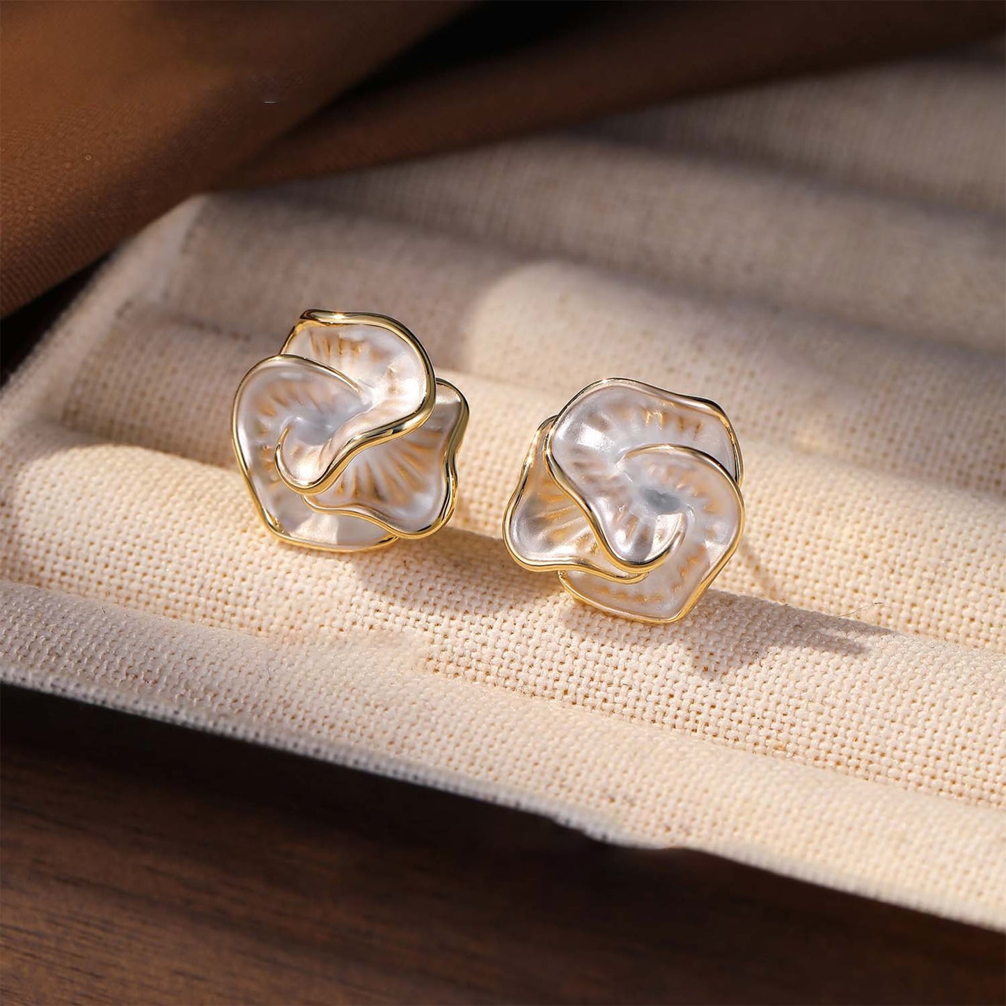 Silver Camellia Flower Stud Earrings, 925 Silver Stems, Elegant & Delicate Floral Design
