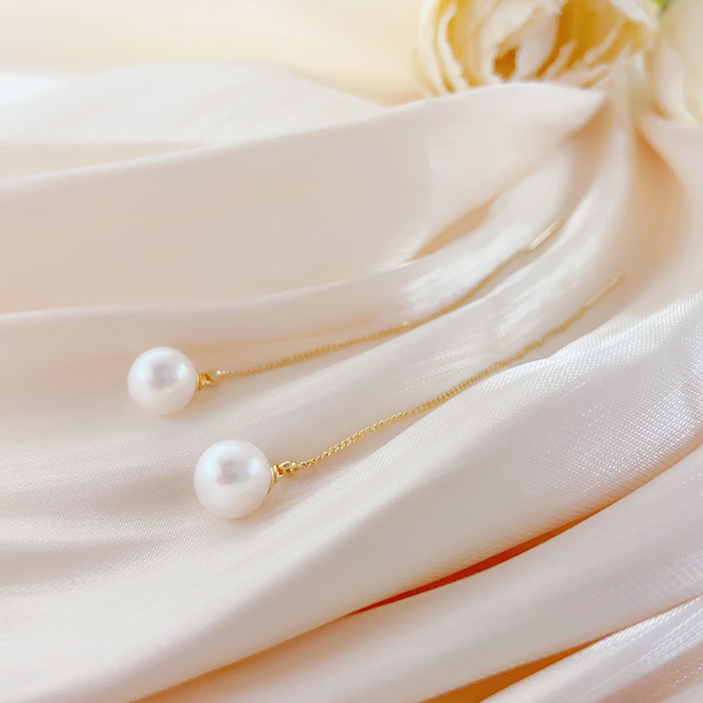 Krone Perlen Ohrkette Damen – 925 Silber, 14K Vergoldet, Zirkonia Krönchen & Süßwasserperle, Allergiefrei, Elegante Geschenkbox