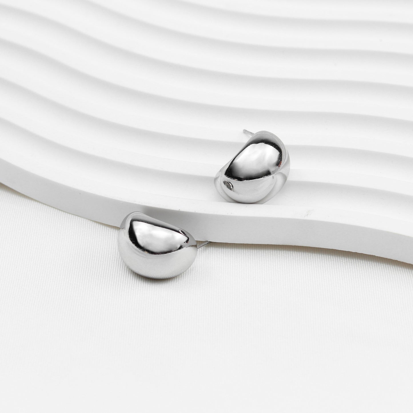 French Half-Hoop Silver Earrings – Polished Minimalist Design with 925 Sterling Silver Posts, Elegant Everyday & Business Style for Women