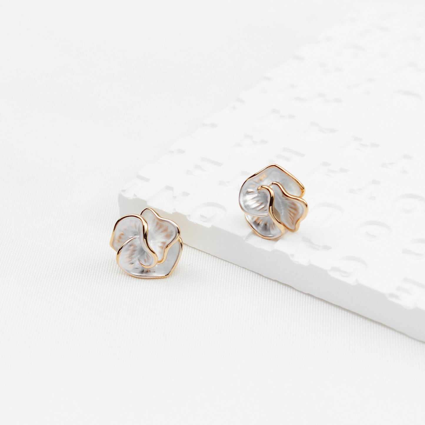Silver Camellia Flower Stud Earrings, 925 Silver Stems, Elegant & Delicate Floral Design
