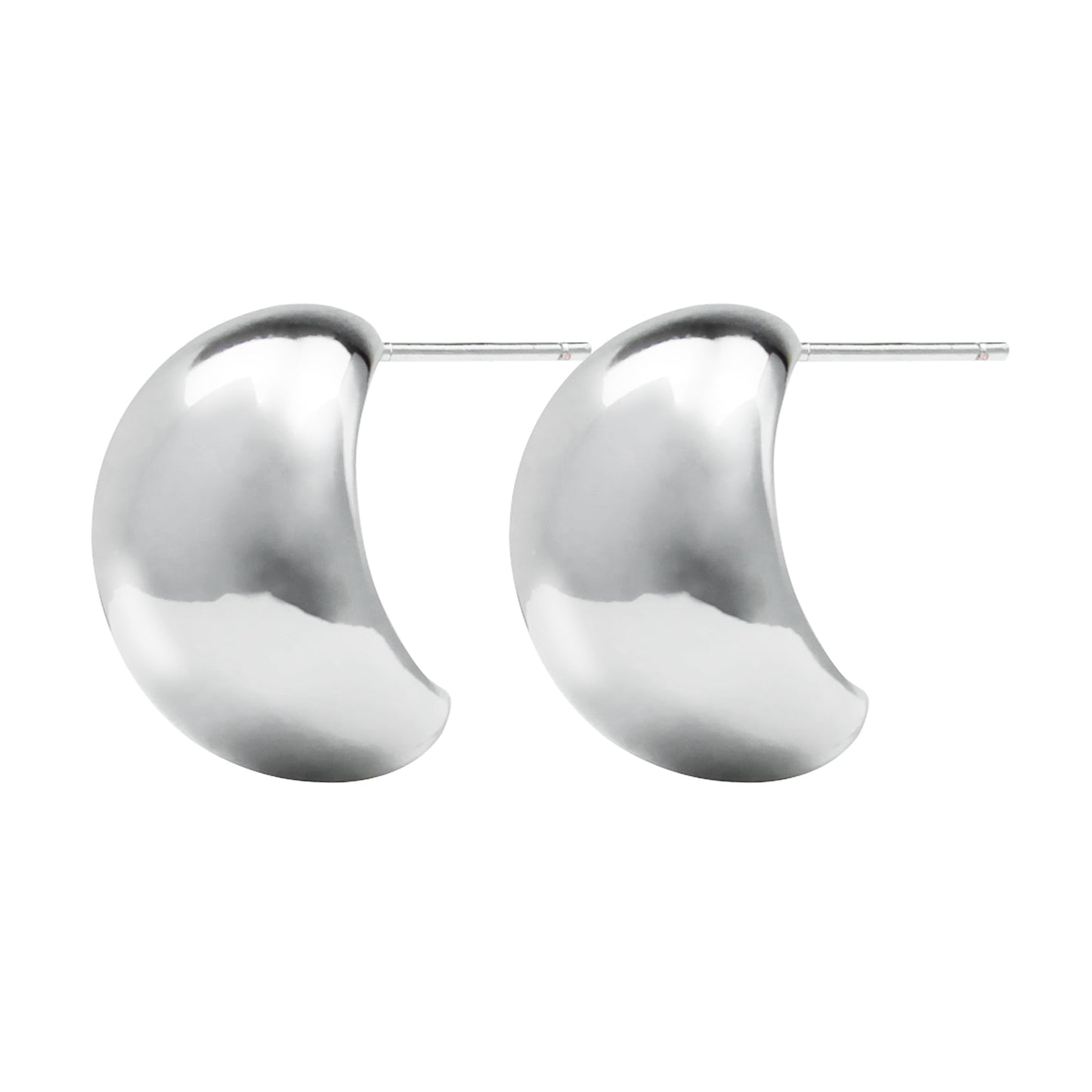 French Half-Hoop Silver Earrings – Polished Minimalist Design with 925 Sterling Silver Posts, Elegant Everyday & Business Style for Women