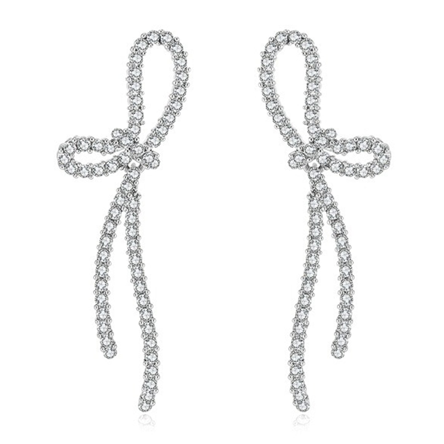 Elegant Bow Zirconia Stud Earrings – Sparkling Earrings for Women, Ideal for Everyday & Special Occasions