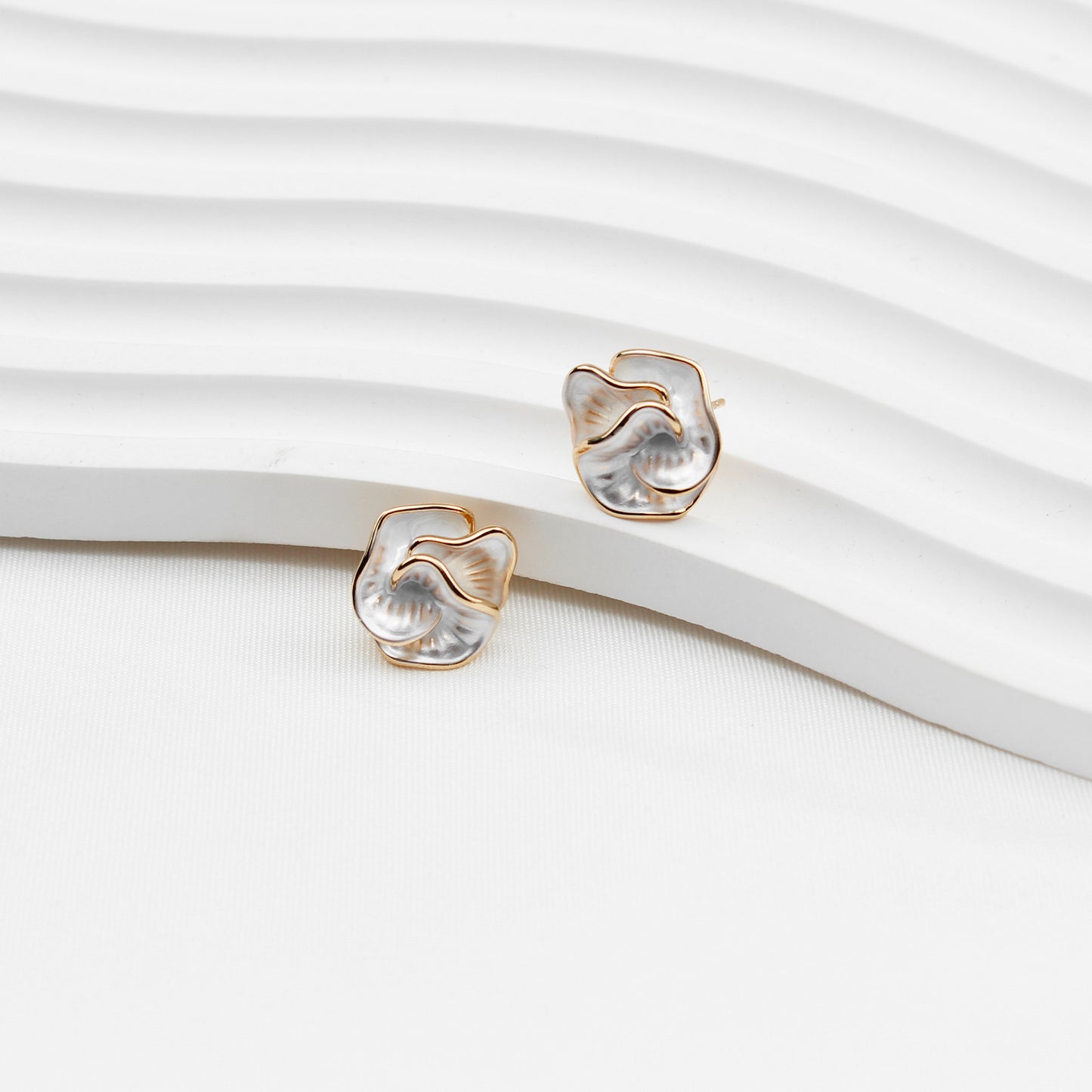 Silver Camellia Flower Stud Earrings, 925 Silver Stems, Elegant & Delicate Floral Design