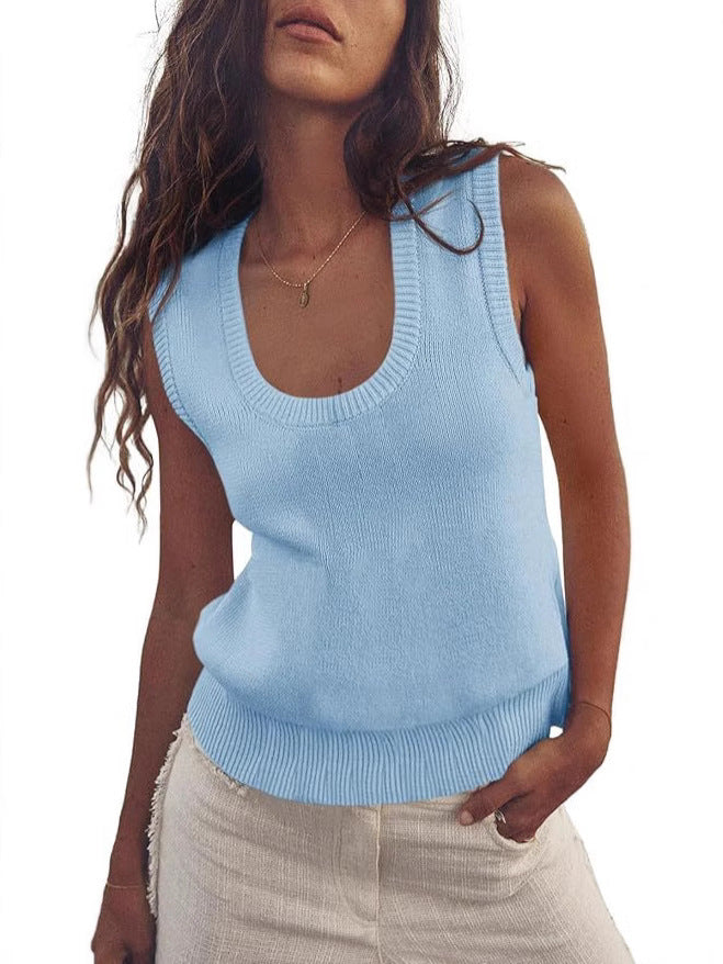 NZ-C00320001 2025 Women's Summer Sweater Vest Sleeveless Ribbed Knitted Vest Going Out for Leisure