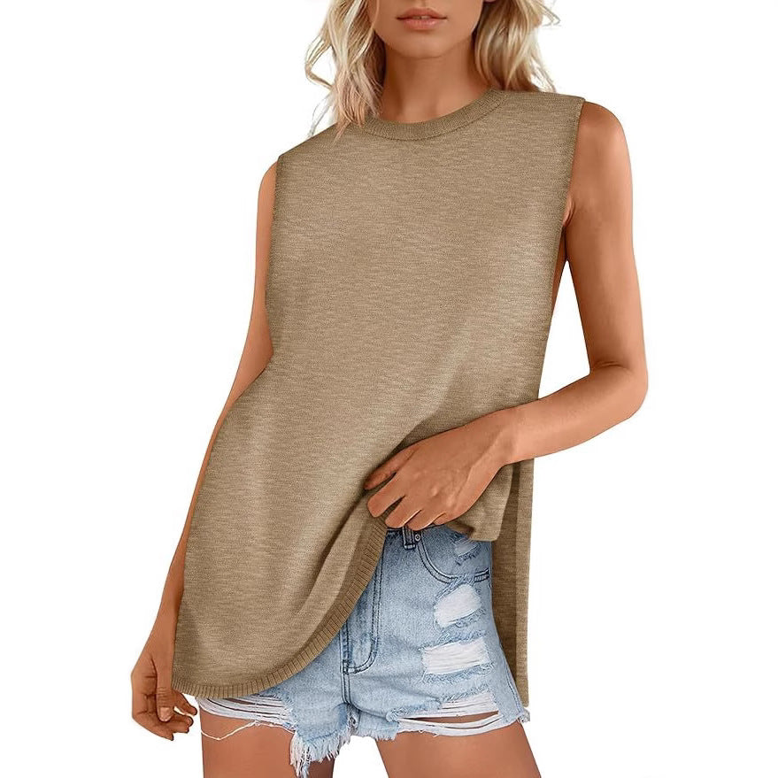 NZ-C00320002 Women's Summer Vest Crew Neck Sweater Vest 2025 Casual Sleeveless Knitted Fashion