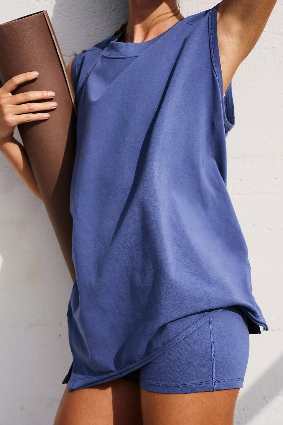 TZ-CO03017008 Sportswear Women's Suit Summer Fitness Running Loose Vest Women's Solid Color Shorts Two-piece Set