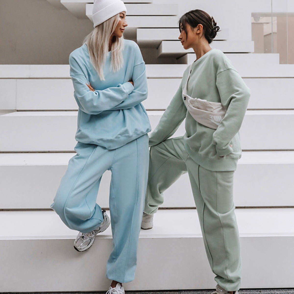 NZ-CO0304013 2025 Spring ebay new women's clothing loose sports and leisure sweater set two-piece set