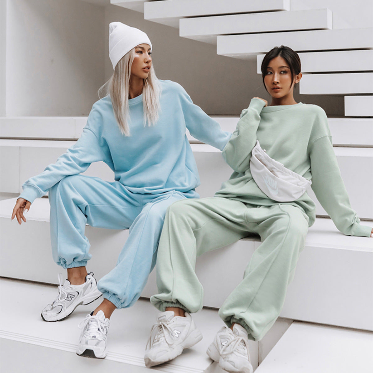 NZ-CO0304013 2025 Spring ebay new women's clothing loose sports and leisure sweater set two-piece set