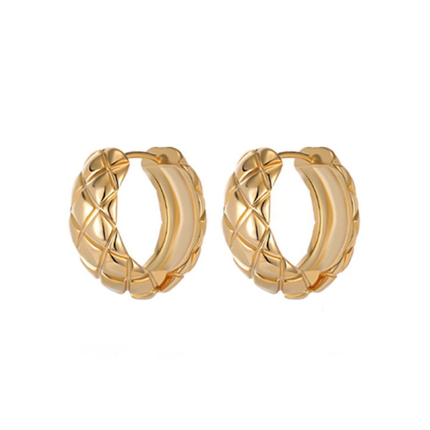Small Gold Rhombus Hoop Earrings – 1.4 cm Geometric Design for Women, Ideal for Everyday & Special Occasions