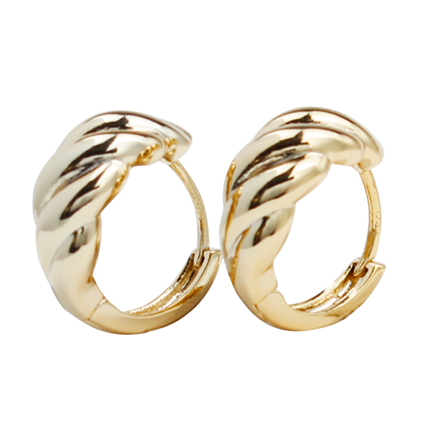 Golden Croissant-Shape Hoop Earrings, Small 1.4 cm, 925 Silver Stems, Minimalist & Elegant, Perfect for Business & Everyday