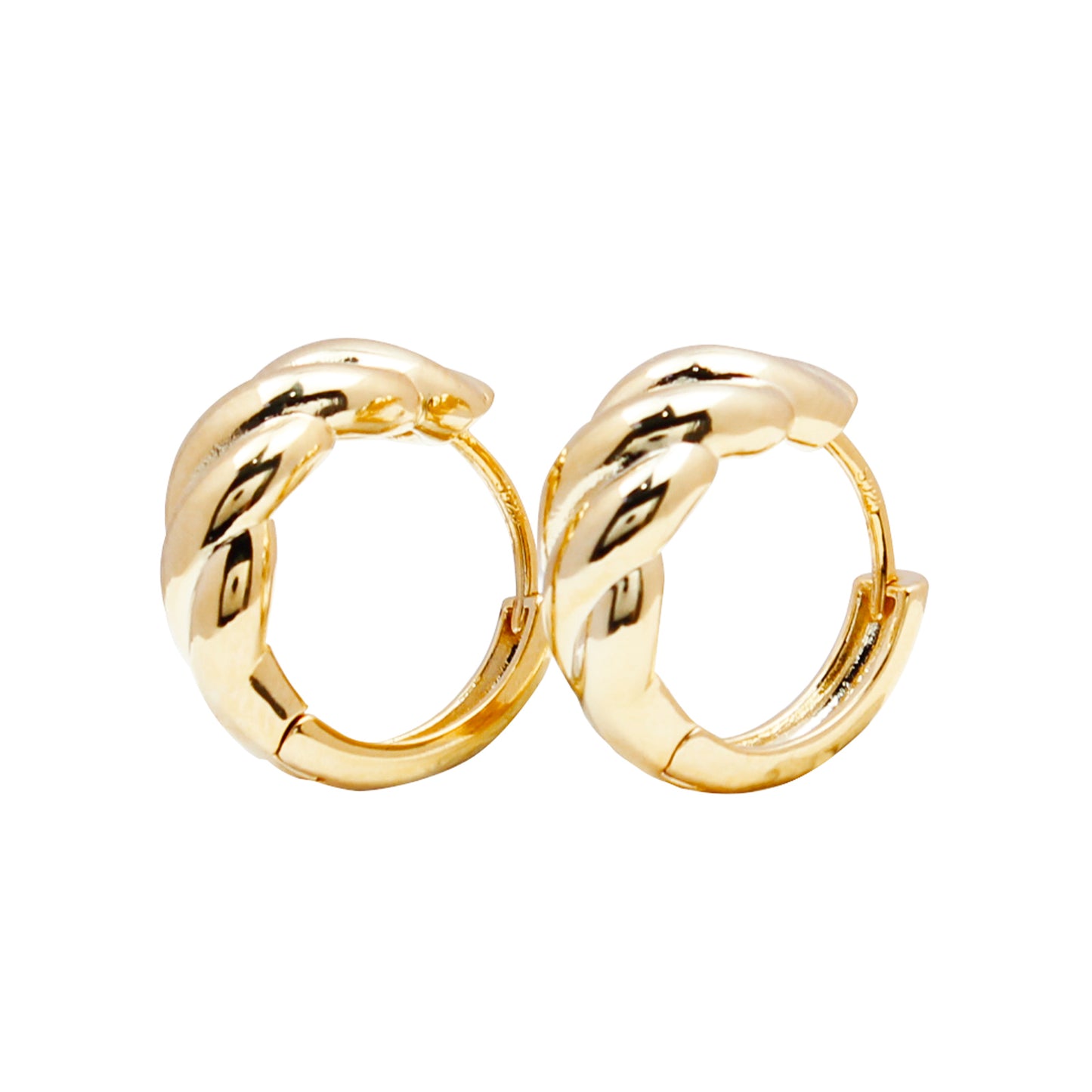 Gold Croissant-Design Stud Earrings – Large 1.8 cm, 925 Silver Stems, Simple & Elegant