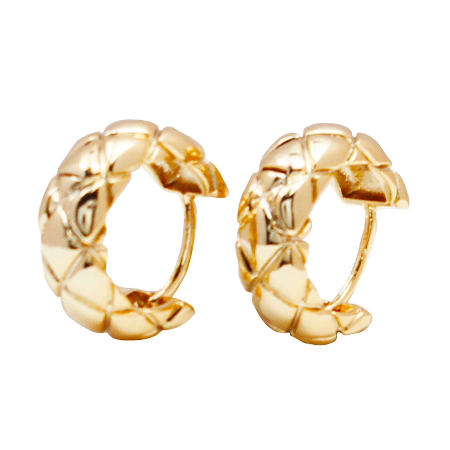 Small Gold Rhombus Hoop Earrings – 1.4 cm Geometric Design for Women, Ideal for Everyday & Special Occasions
