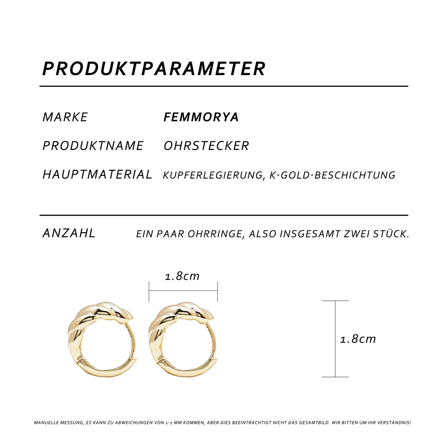Gold Croissant-Design Stud Earrings – Large 1.8 cm, 925 Silver Stems, Simple & Elegant