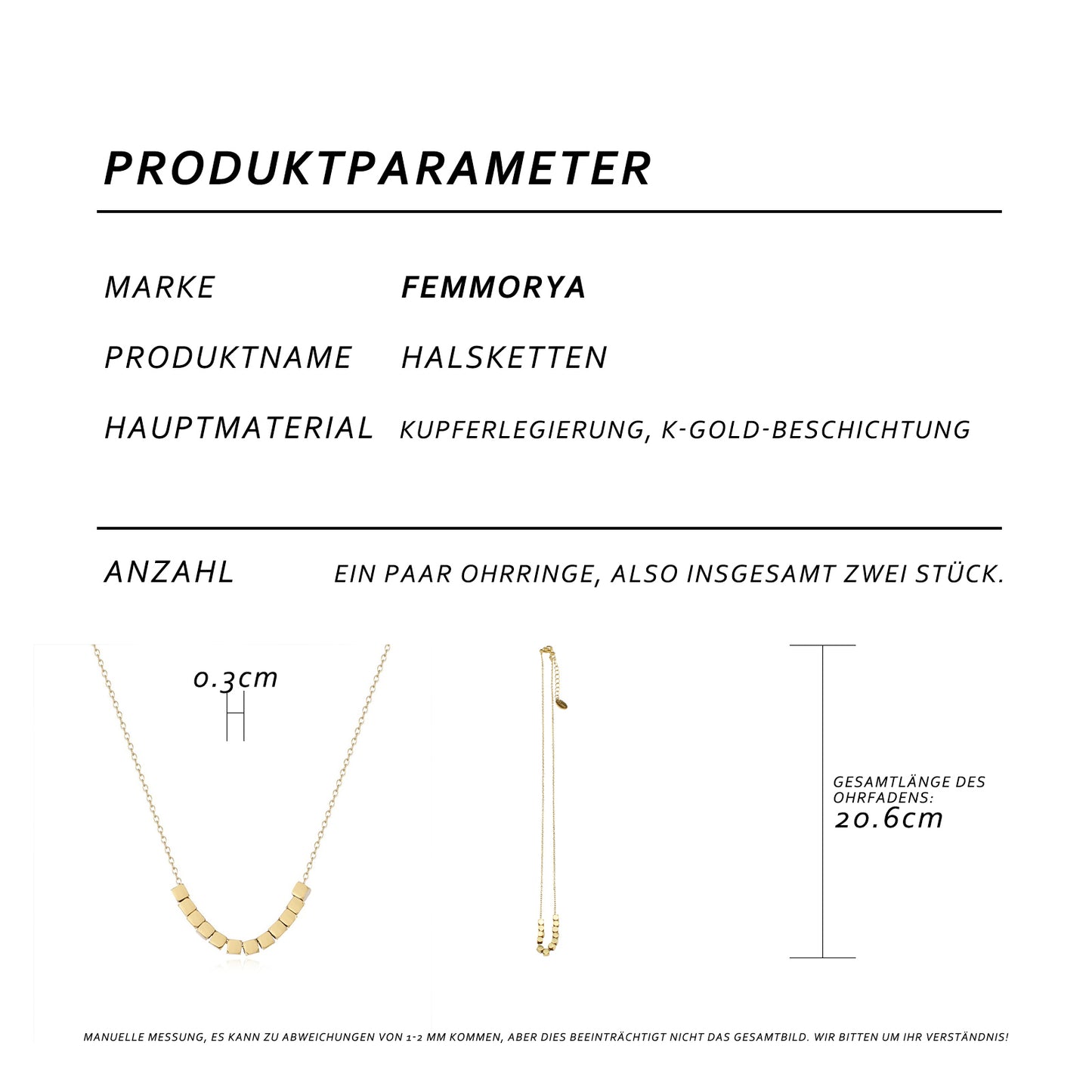 Gold-Plated Titanium Steel Necklace for Women – Minimalist Geometric Cubes, Delicate Chain, Ideal for Everyday & Special Occasions
