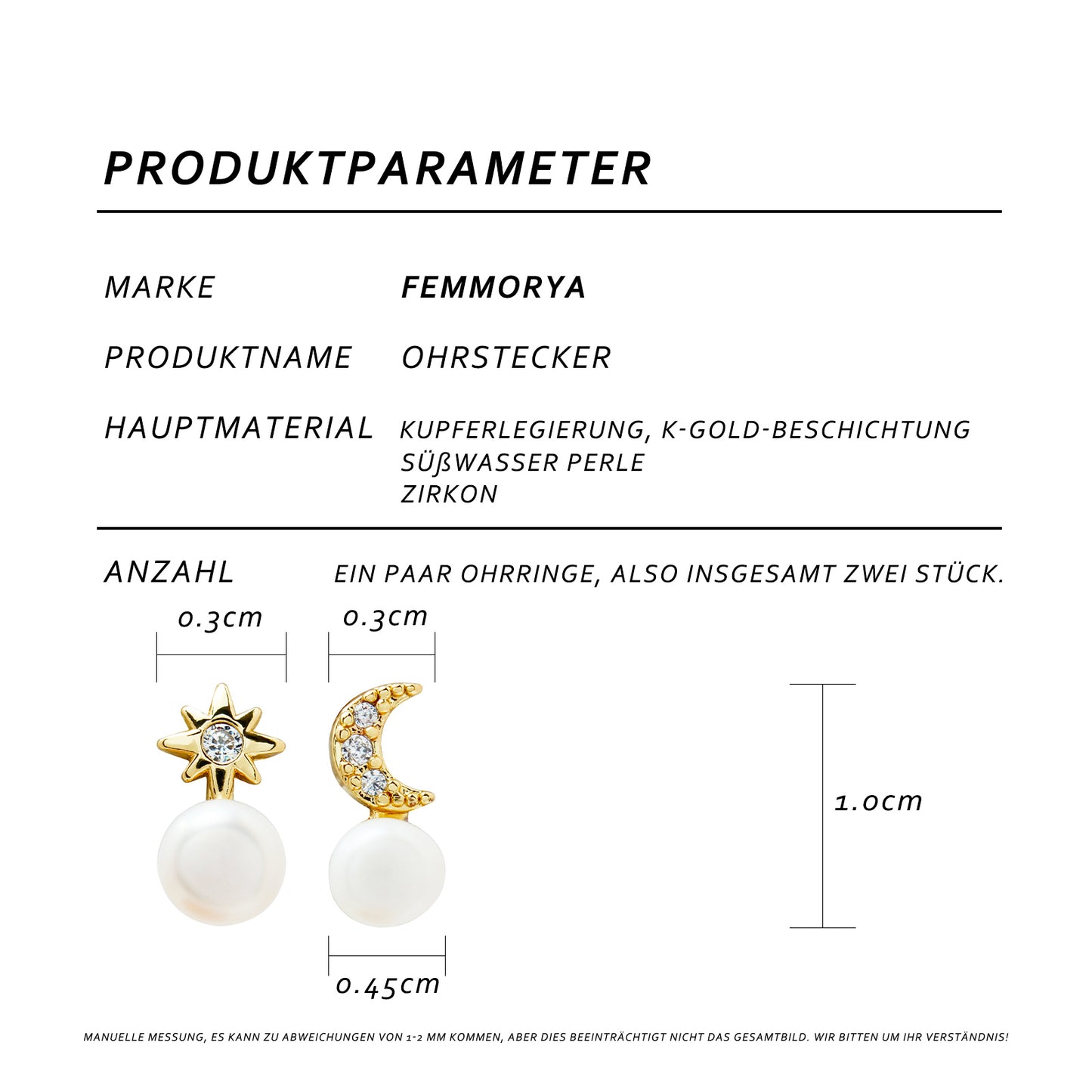 Sternenmond Perlenohrringe – Asymmetrischer Star & Moon Look für himmlische Vibes 🌙✨
