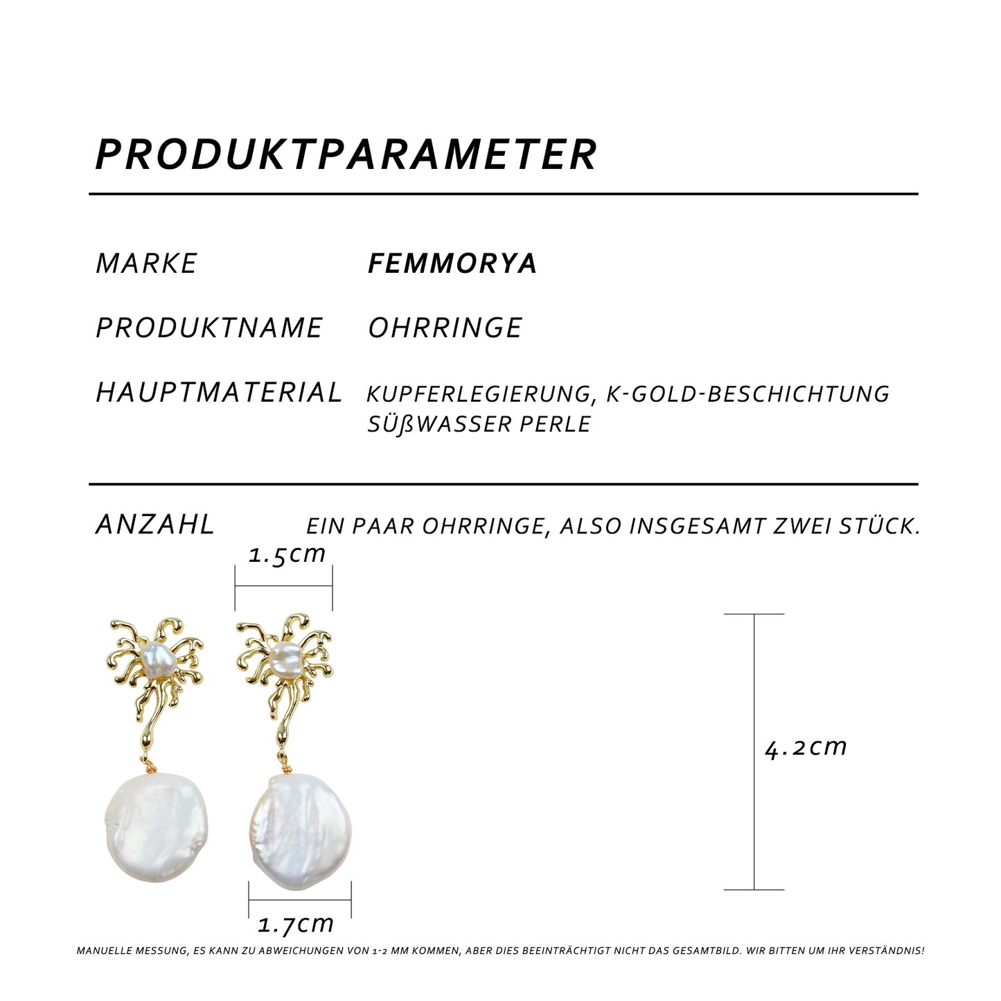 Barock Perlenohrring – Unregelmäßige Süßwasserperle, 14K vergoldet, 925 Silberstift, eleganter hypoallergener Ohrstecker für Frauen