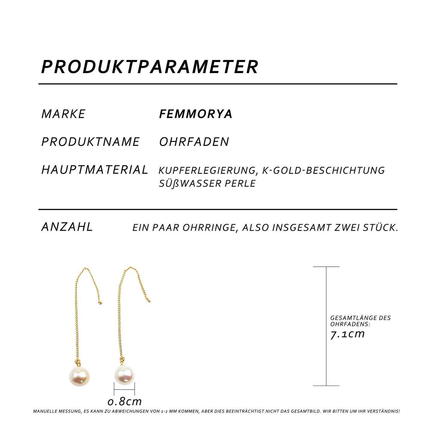 Krone Perlen Ohrkette Damen – 925 Silber, 14K Vergoldet, Zirkonia Krönchen & Süßwasserperle, Allergiefrei, Elegante Geschenkbox