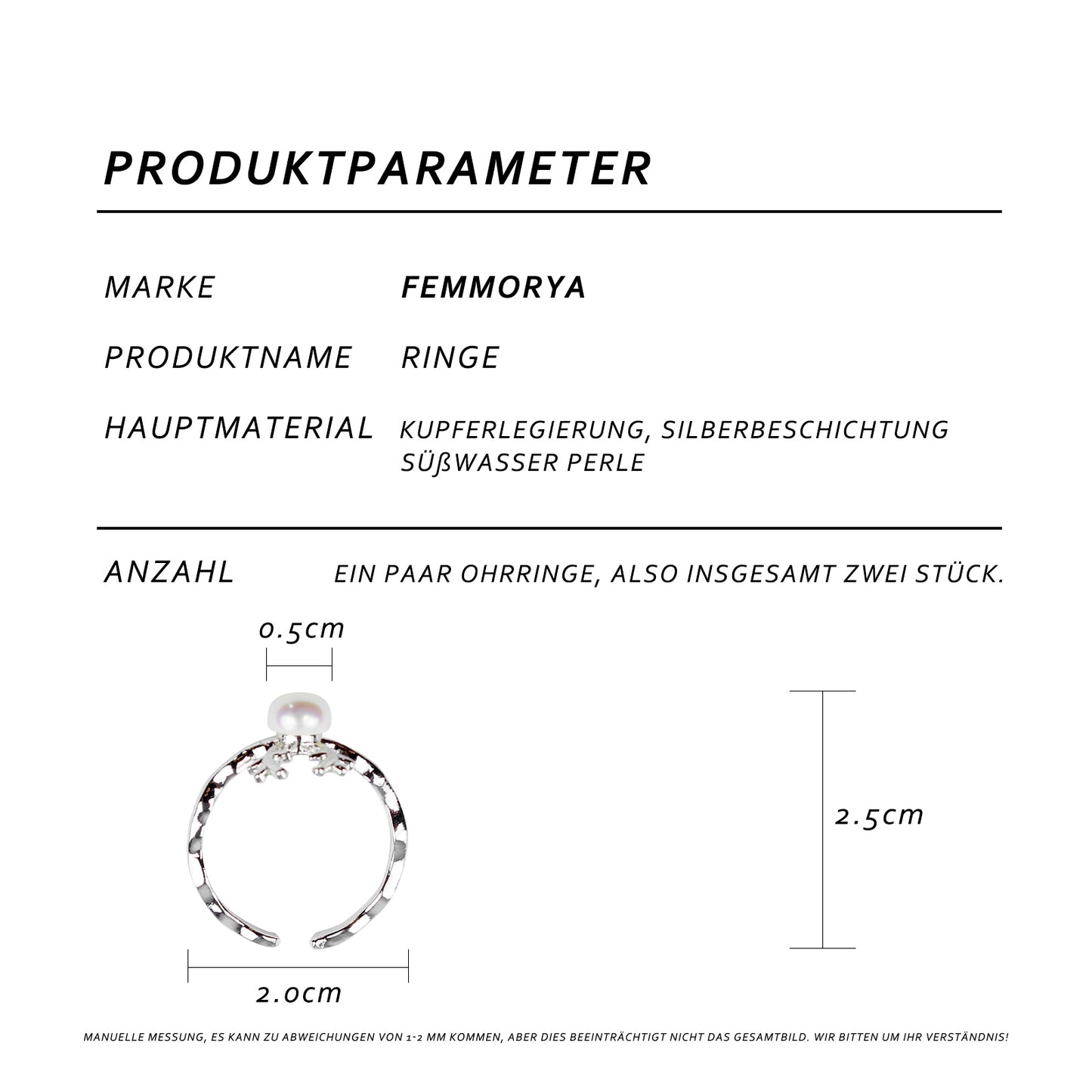 Schneemobil Rentier Perlenring – Verstellbarer Offener Ring, Silberbeschichtung & Weiße Süßwasserperle, Eleganter Damenring