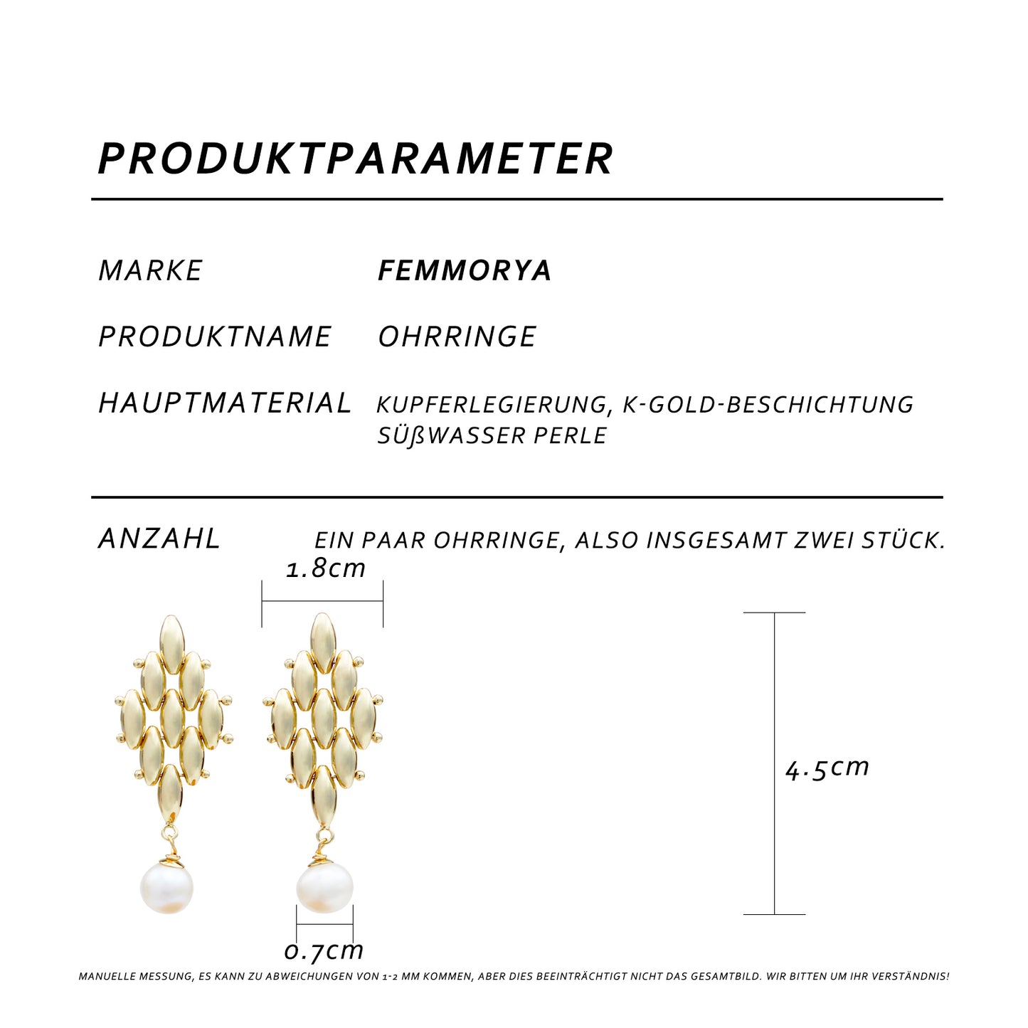 Elegante bewegliche Ohrringe mit Süßwasserperle – 14K vergoldete goldene Tropfen, 925 Silberstecker, Statement Ohrschmuck für Feste & Partys