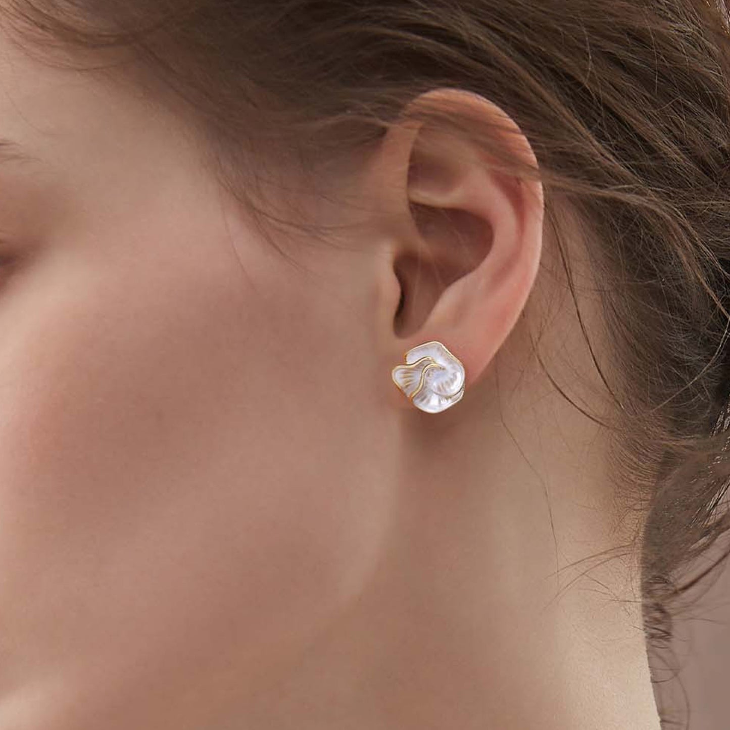 Silver Camellia Flower Stud Earrings, 925 Silver Stems, Elegant & Delicate Floral Design