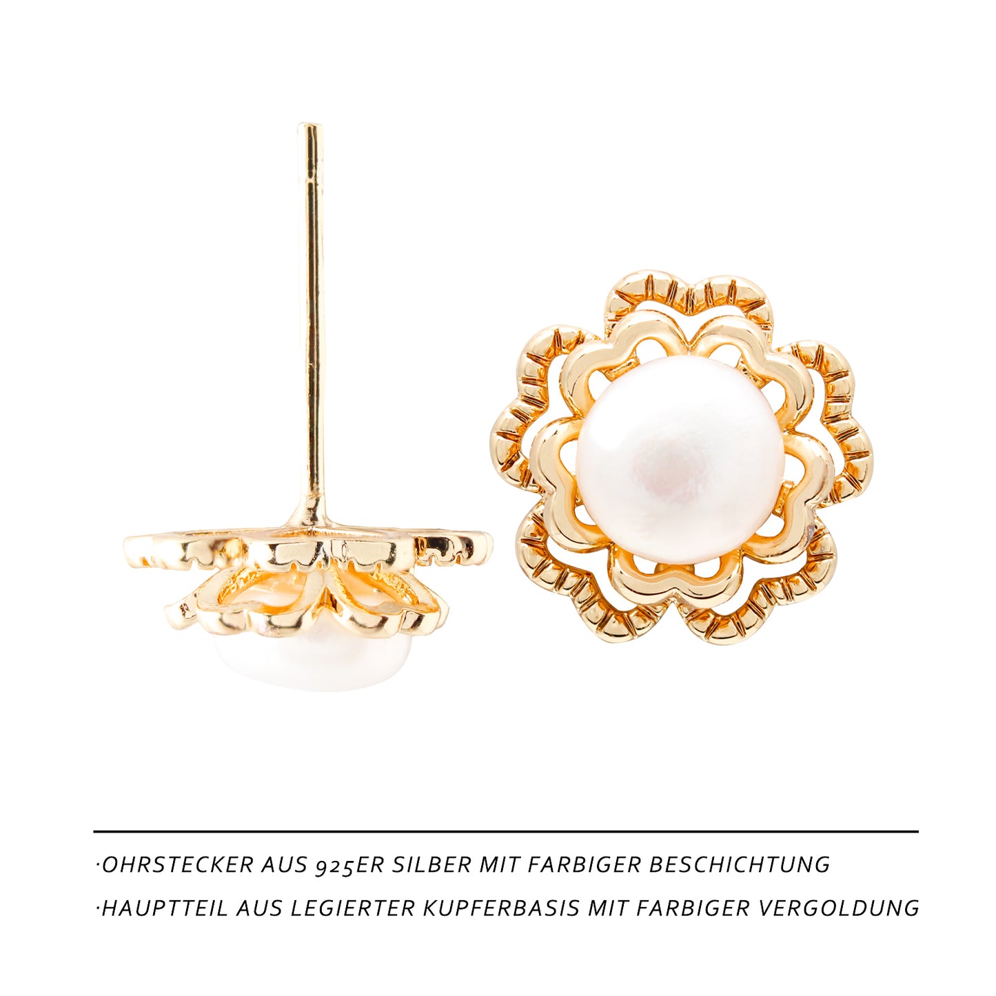 Licht & Schatten Rose Perlenohrringe – Elegante Blüten mit schimmernder Perle 🌹✨