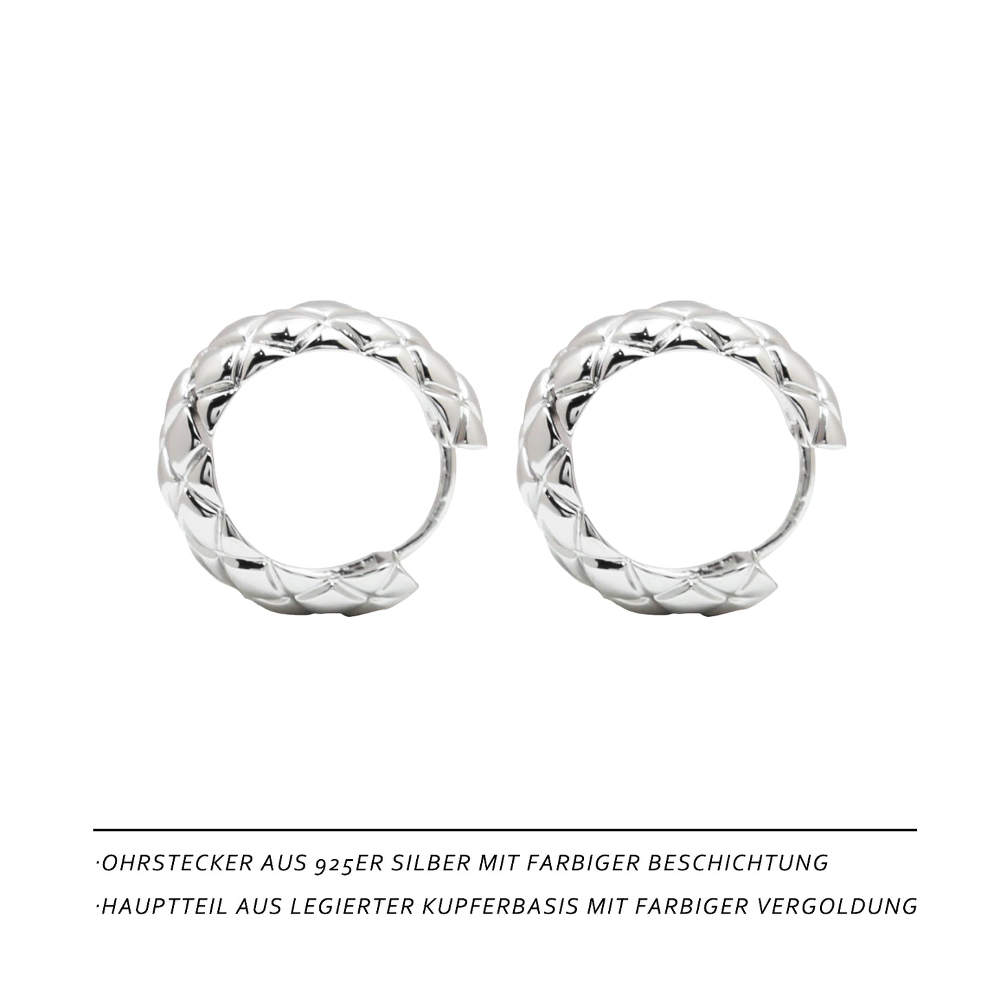 Small Silver Rhombus Hoop Earrings – 1.4 cm Geometric Design for Women, Ideal for Everyday & Special Occasions