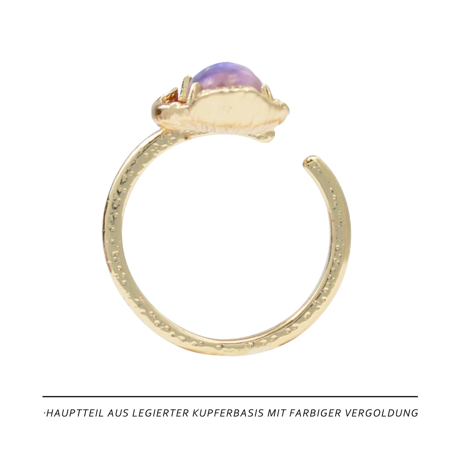 Amethyst Traumring β Offener Verstellbarer Ring mit Amethyst Edelstein, 14K Vergoldet, Eleganter Damenring