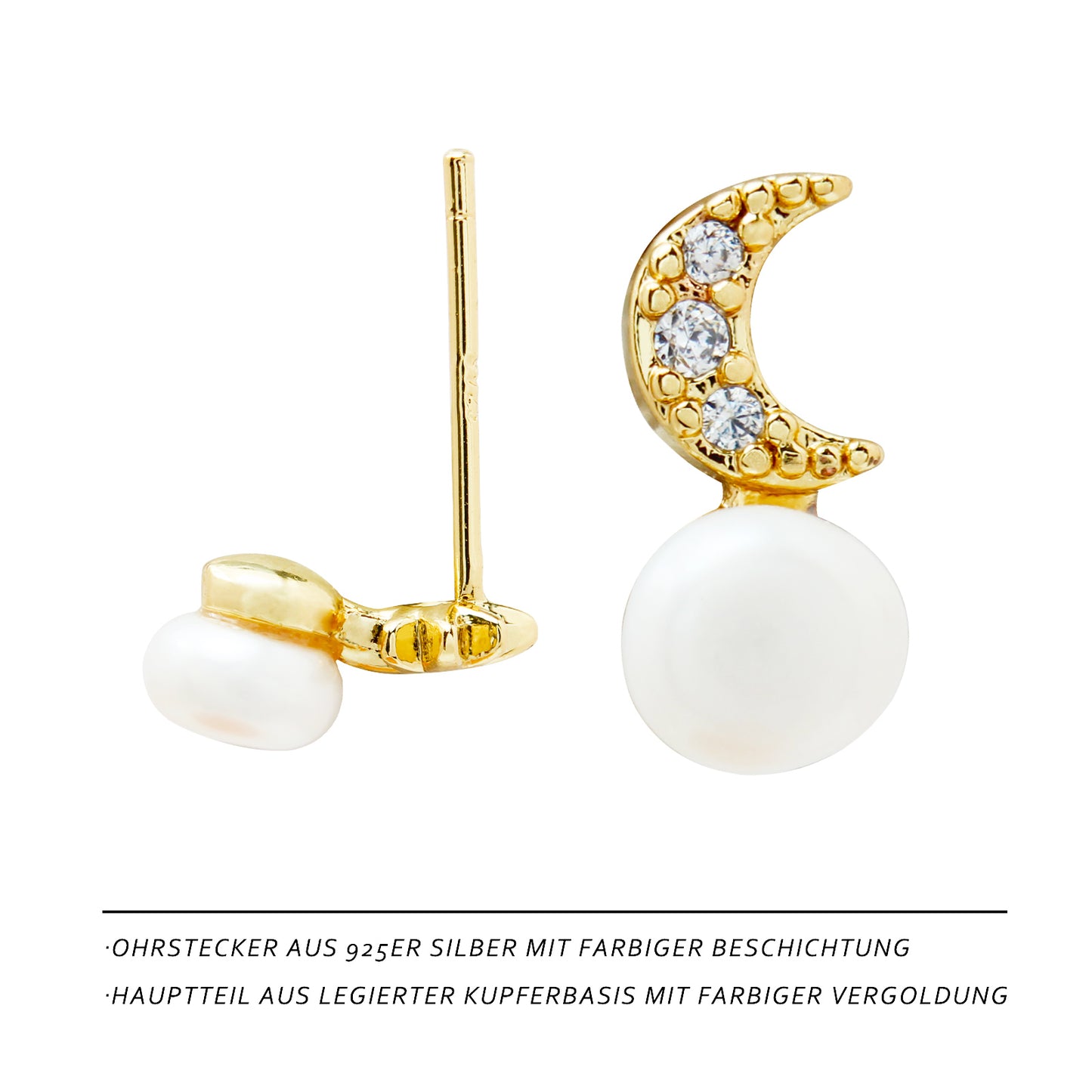 Sternenmond Perlenohrringe – Asymmetrischer Star & Moon Look für himmlische Vibes 🌙✨