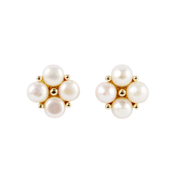 14K Gold-Plated Freshwater Pearl Earrings in Cotton-Inspired Design with 925 Silver Posts – Elegant Jewelry for Young Women, Perfect for Parties, Balls, Birthdays and Gift Giving