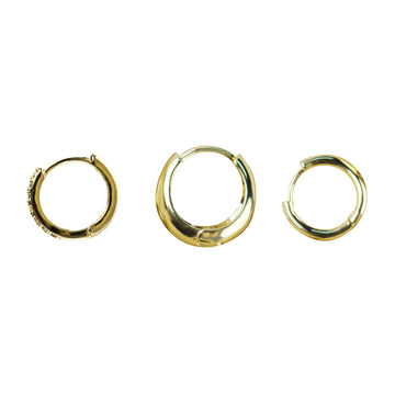 3-Piece Gold-Plated Single Earring Set with 925 Silver Posts – Trendy Jewelry for Young Women, Perfect for Parties, Balls, Birthdays and Gift Giving