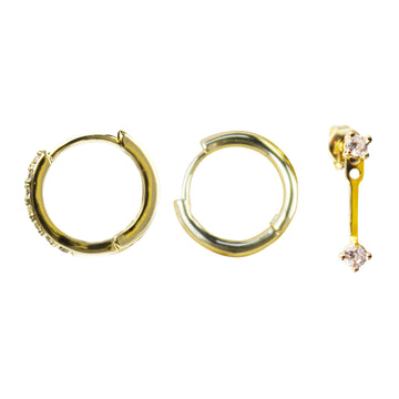 3-Piece Single Earrings Set in 14K Gold Plated with 925 Silver Posts – Stylish Ear Jewelry for Young Women, Perfect for Parties, Birthdays and Gifting in Elegant Box