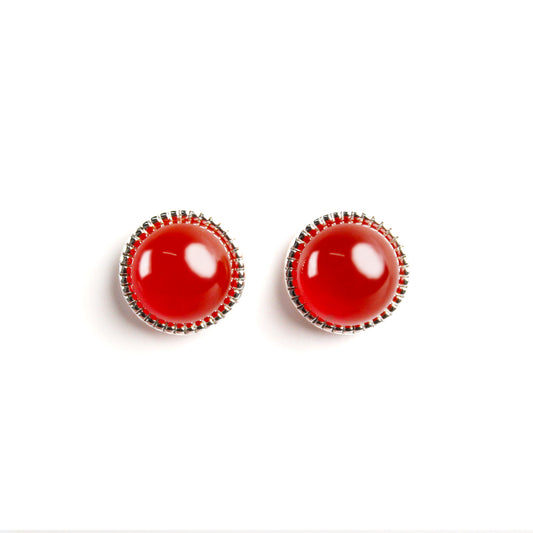 14K Gold-Plated Red Agate Stud Earrings in Sunset-Inspired Design with 925 Silver Posts – Elegant Gift-Ready Jewelry for Young Women, Perfect for Parties, Balls, Birthdays and Daily Styling