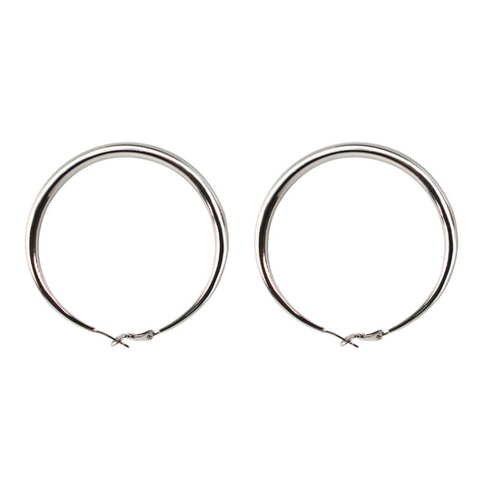 Large Stainless Steel Hoop Earrings with 925 Silver Posts – Bold Ear Jewelry for Young Women, Perfect for Parties, Balls, Birthdays and Gift Box