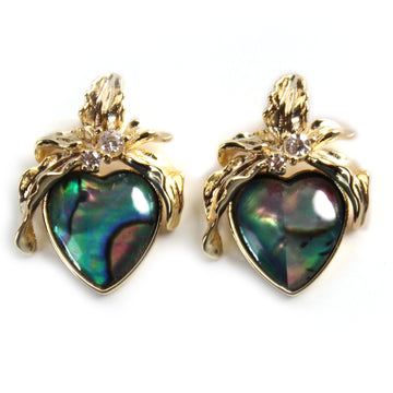 14K Gold-Plated Green Abalone Heart Earrings with 925 Silver Posts – Elegant Jewelry for Young Women, Ideal for Parties, Balls, Birthdays and Gift Giving