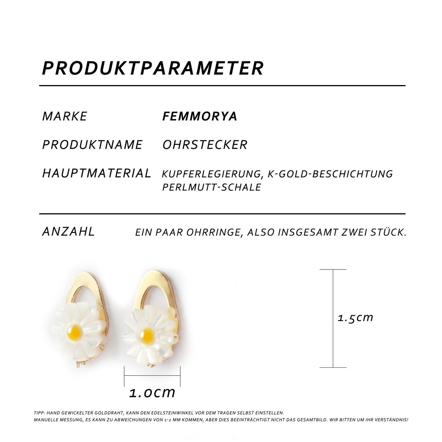14K Gold-Plated Daisy Earrings with Mother-of-Pearl and 925 Silver Posts – Elegant Floral Studs for Young Women, Perfect for Parties and Daily Wear