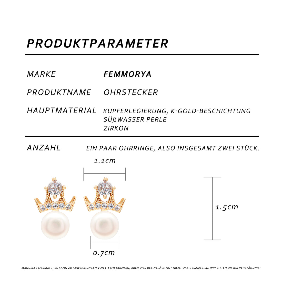 Crown Pearl Stud Earrings – 14K Gold Plated with 925 Silver Posts 👑