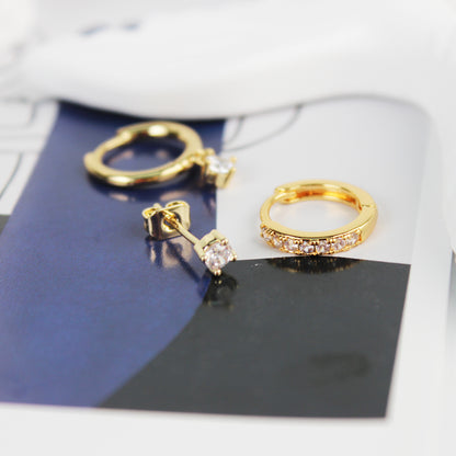 3-Piece Single Earrings Set 14K Gold Plated with 925 Silver Posts – Stylish Ear Jewelry for Young Women, Perfect for Parties, Birthdays and Elegant Gifting Box