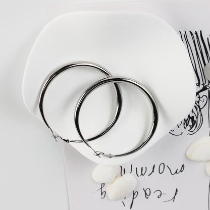 Large Stainless Steel Hoop Earrings with 925 Silver Posts – Bold Ear Jewelry for Young Women, Perfect for Parties, Balls, Birthdays and Gift Box