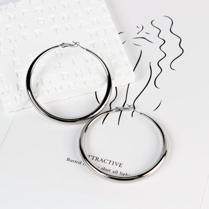 Large Stainless Steel Hoop Earrings with 925 Silver Posts – Bold Ear Jewelry for Young Women, Perfect for Parties, Balls, Birthdays and Gift Box