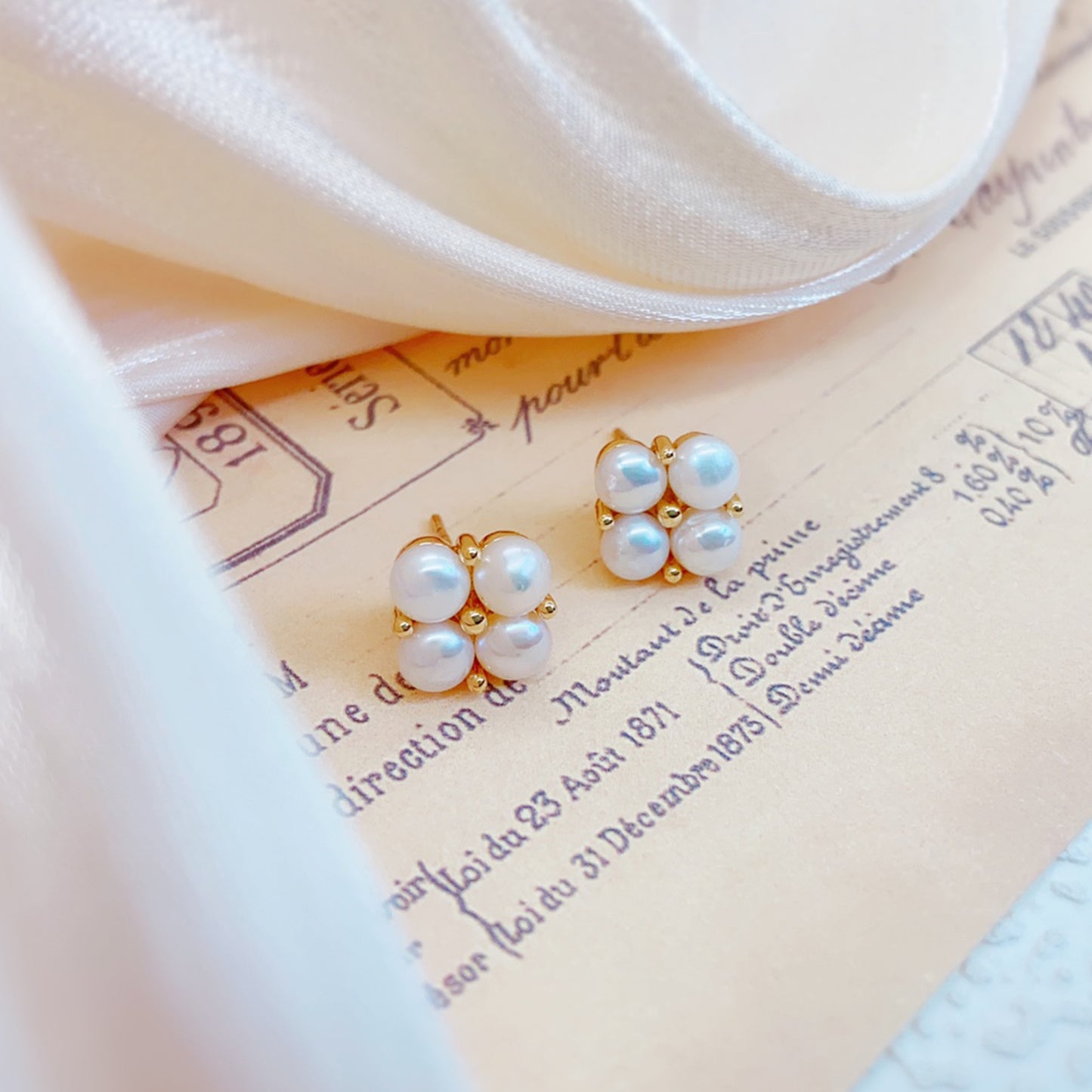 14K Gold-Plated Freshwater Pearl Earrings in Cotton-Inspired Design with 925 Silver Posts – Elegant Jewelry for Young Women, Perfect for Parties, Balls, Birthdays and Gift Giving