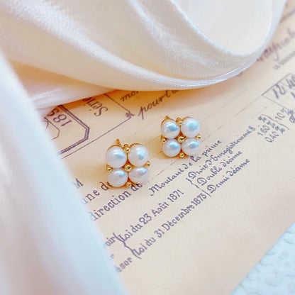 14K Gold-Plated Freshwater Pearl Earrings in Cotton-Inspired Design with 925 Silver Posts – Elegant Jewelry for Young Women, Perfect for Parties, Balls, Birthdays and Gift Giving