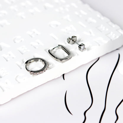 3-Piece Mix & Match Single Earrings Set in Silver Tone with 925 Silver Posts – Stylish Ear Jewelry for Young Women, Perfect for Parties, Birthdays and Gift Giving in Elegant Gift Box