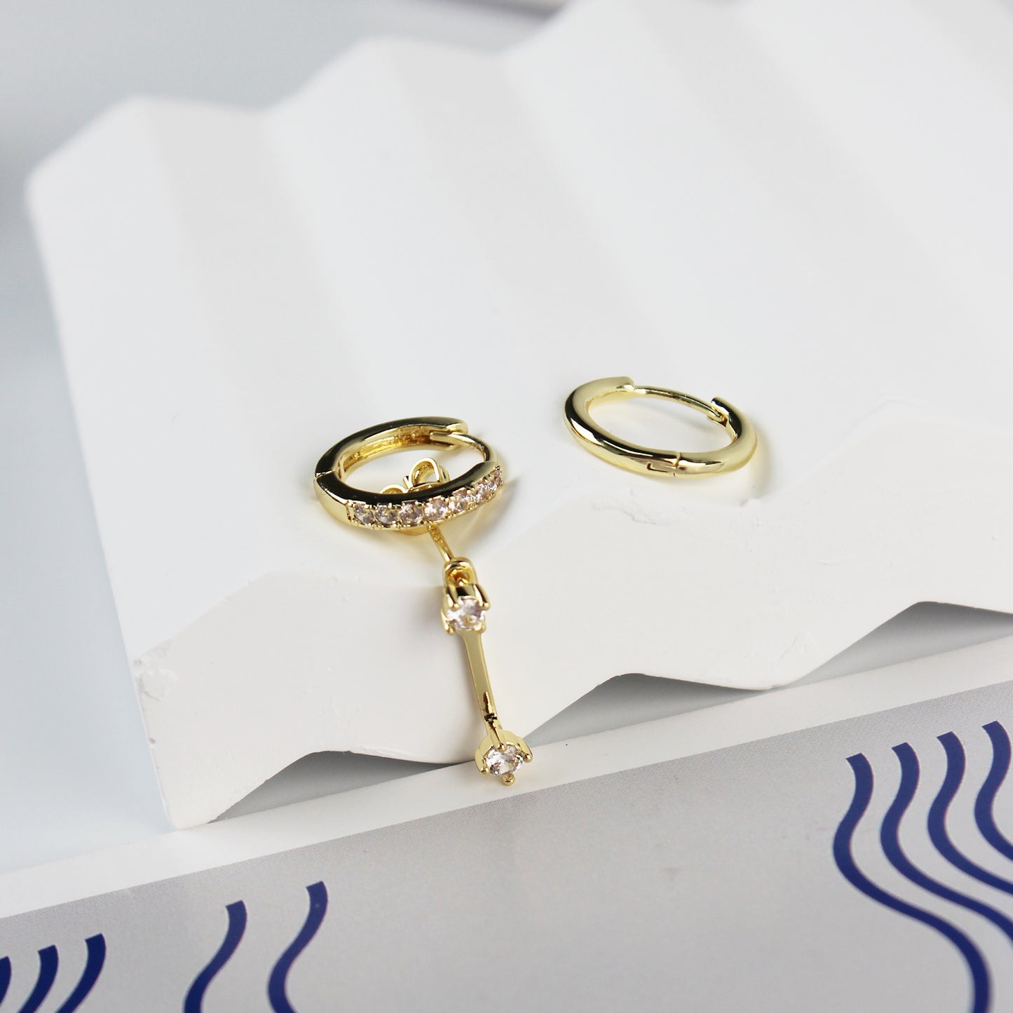 3-Piece Single Earrings Set in 14K Gold Plated with 925 Silver Posts – Stylish Ear Jewelry for Young Women, Perfect for Parties, Birthdays and Gifting in Elegant Box