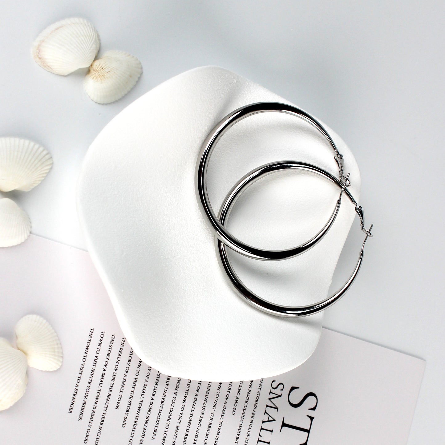 Large Stainless Steel Hoop Earrings with 925 Silver Posts – Bold Ear Jewelry for Young Women, Perfect for Parties, Balls, Birthdays and Gift Box