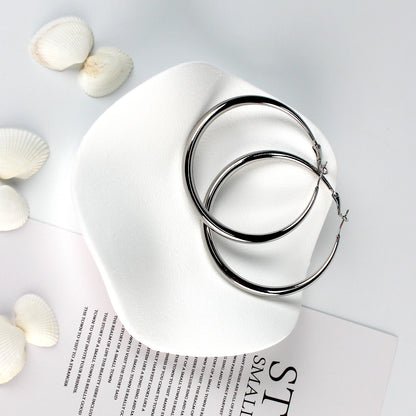 Large Stainless Steel Hoop Earrings with 925 Silver Posts – Bold Ear Jewelry for Young Women, Perfect for Parties, Balls, Birthdays and Gift Box