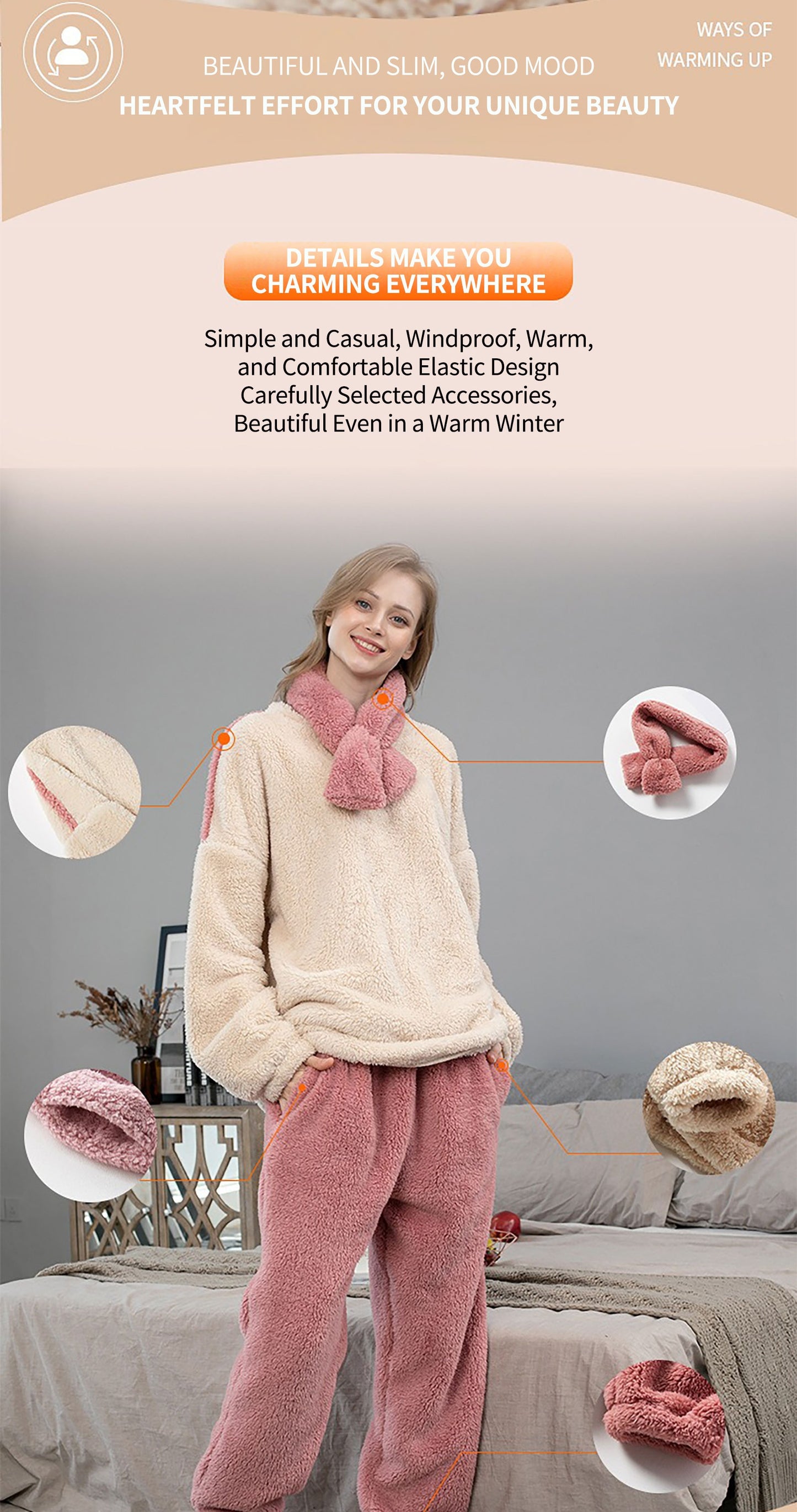 Plus Size Coral Fleece Pajamas for Women – Autumn/Winter Long Sleeve Sleepwear, Fleece-Lined Loungewear Set